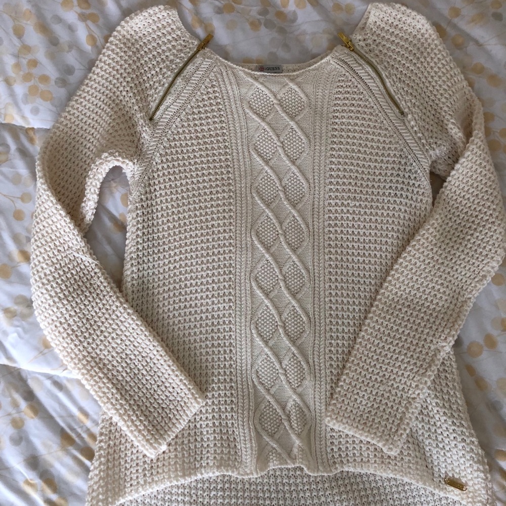 Guess Cable Knit Zipper Sweater
